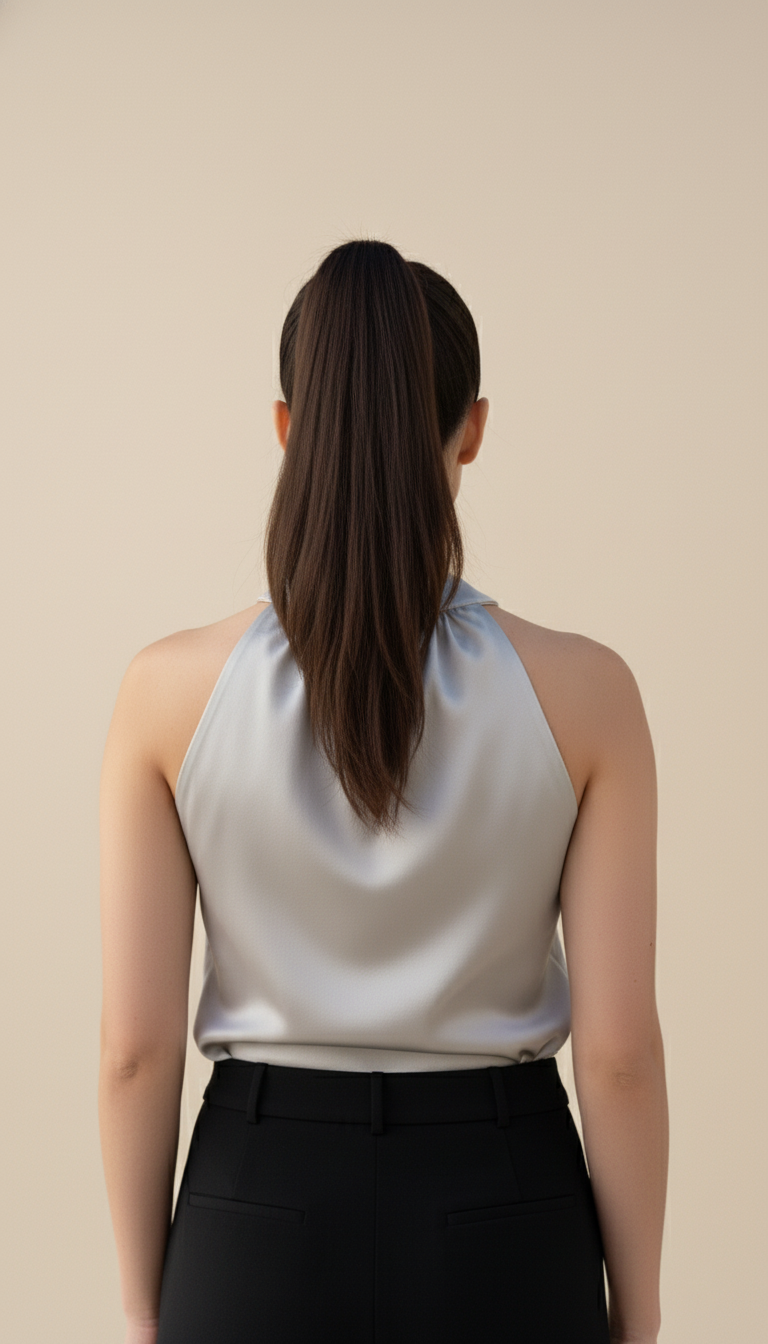 Silver Satin Halter Top  Satin  Halter Neckline for Party Wear Women