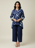 Indigo Tie-dye Up Down Long Top Co-ord Set for Women – Oversized Style