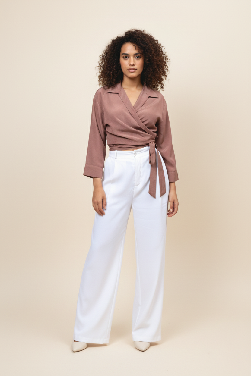 Rust Wrapped Around Crop Top for Women – Women's Formal Tops