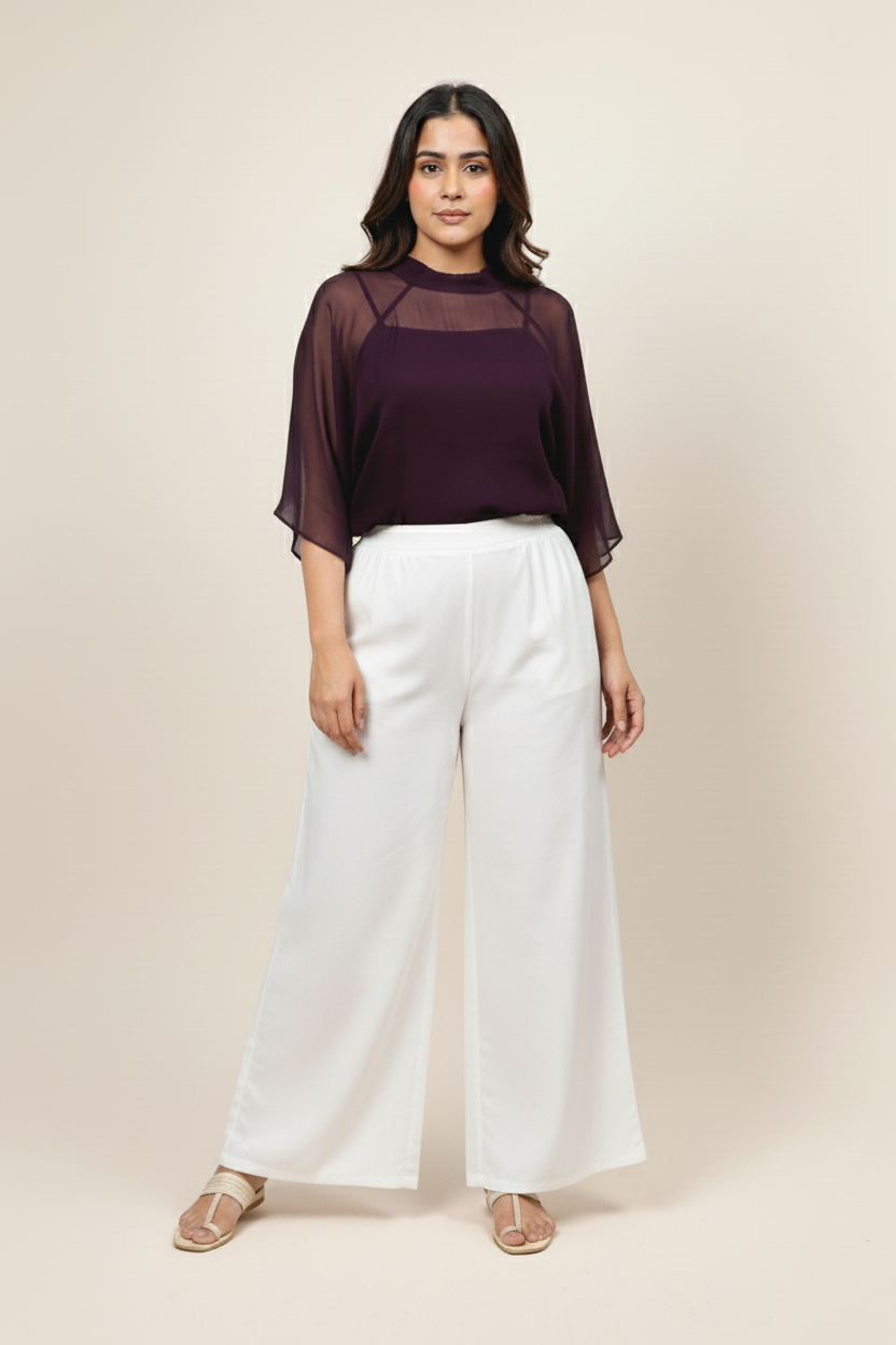 Wine High Neck Oversized Top for Women  Cute Basic Top with Inner Layer