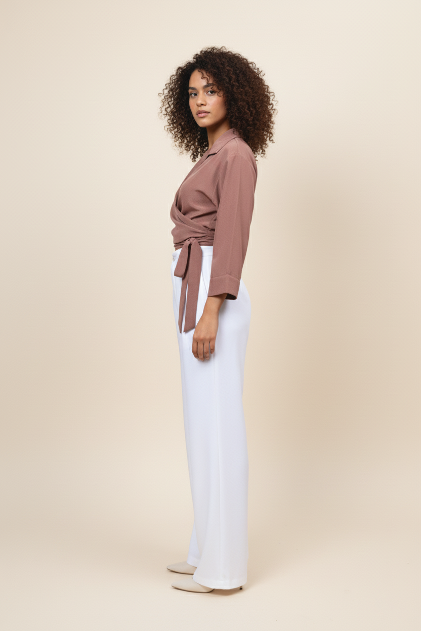 Rust Wrapped Around Crop Top for Women – Women's Formal Tops