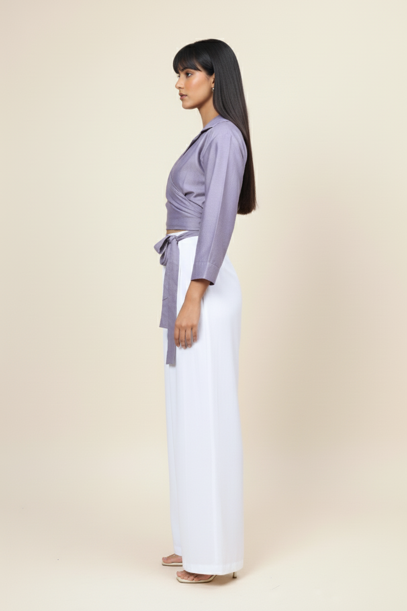 Lavender Wrapped Around Crop Top for Women – Women's Formal Tops