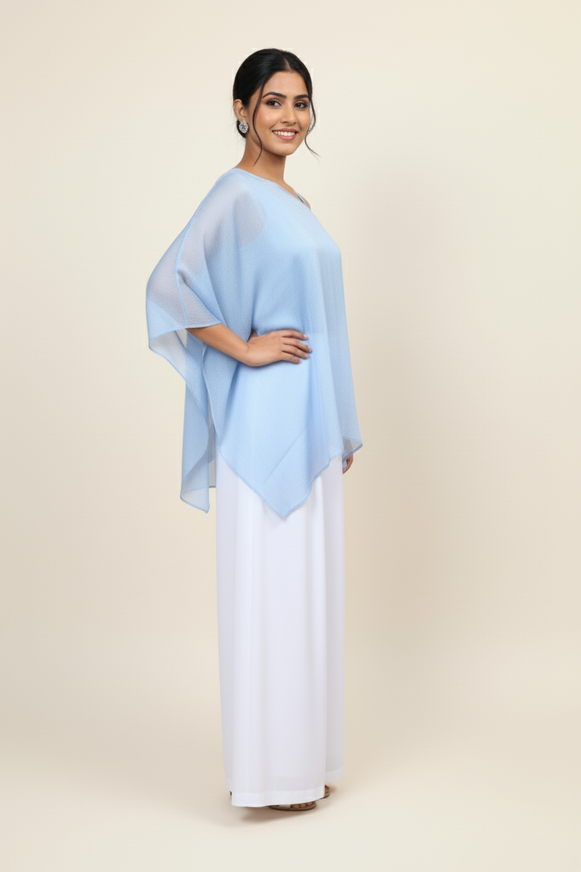 Chiffon Tops for Women  Grey Kaftan Style – Elegant & Breezy with Inner