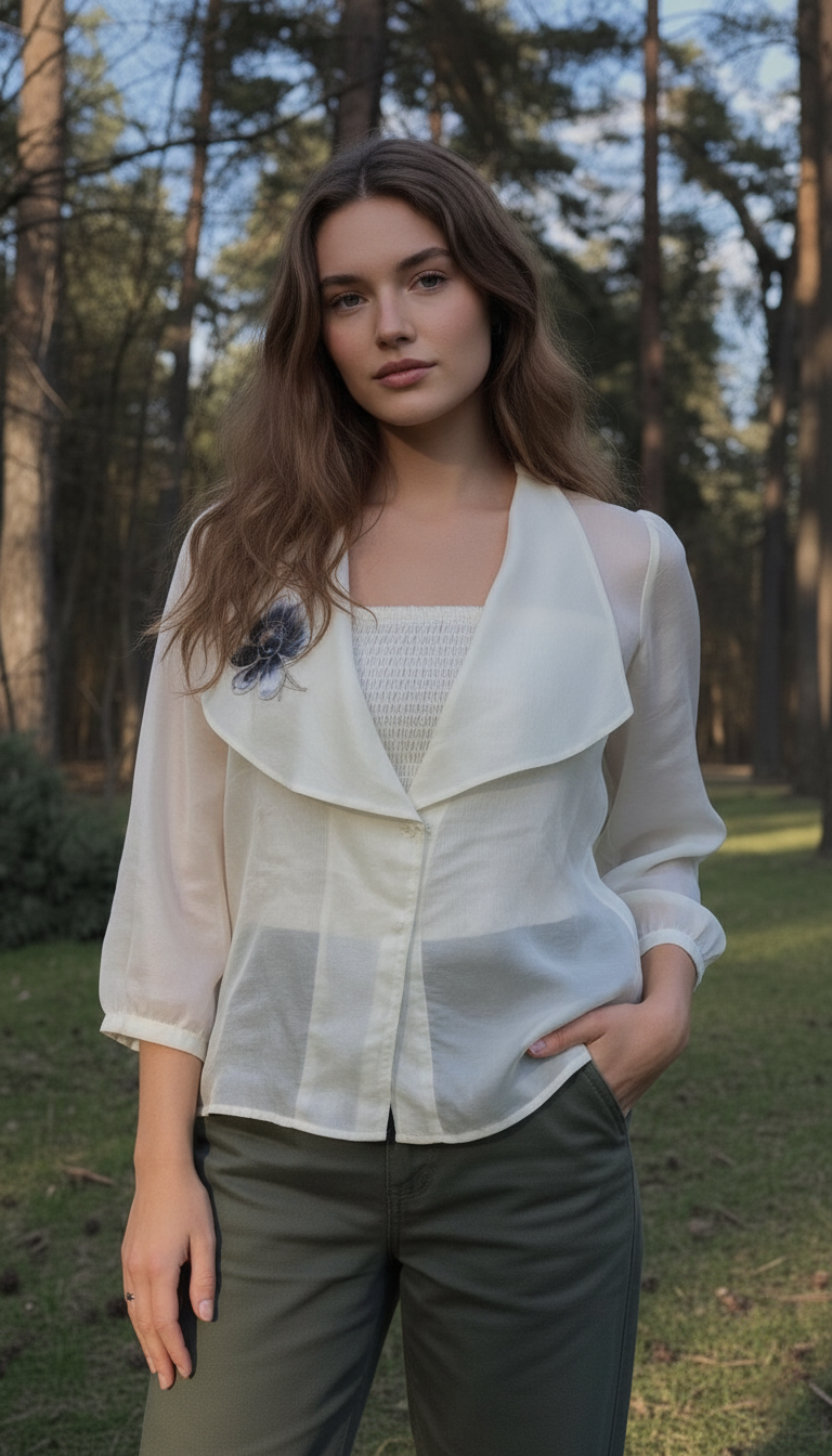 Cream Organza Overcoat for Women  Stylish Over Jacket with Inne