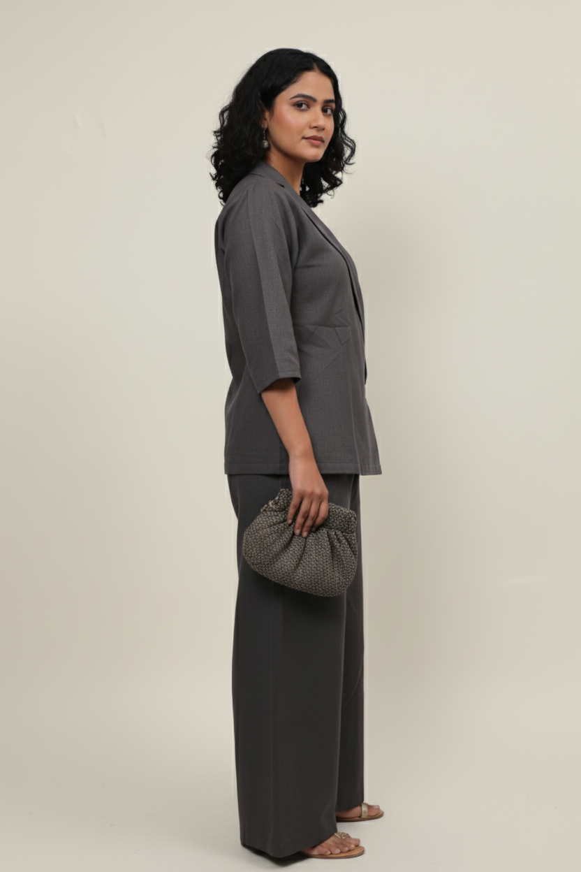 Stright Fit Grey Linen Pant For Women
