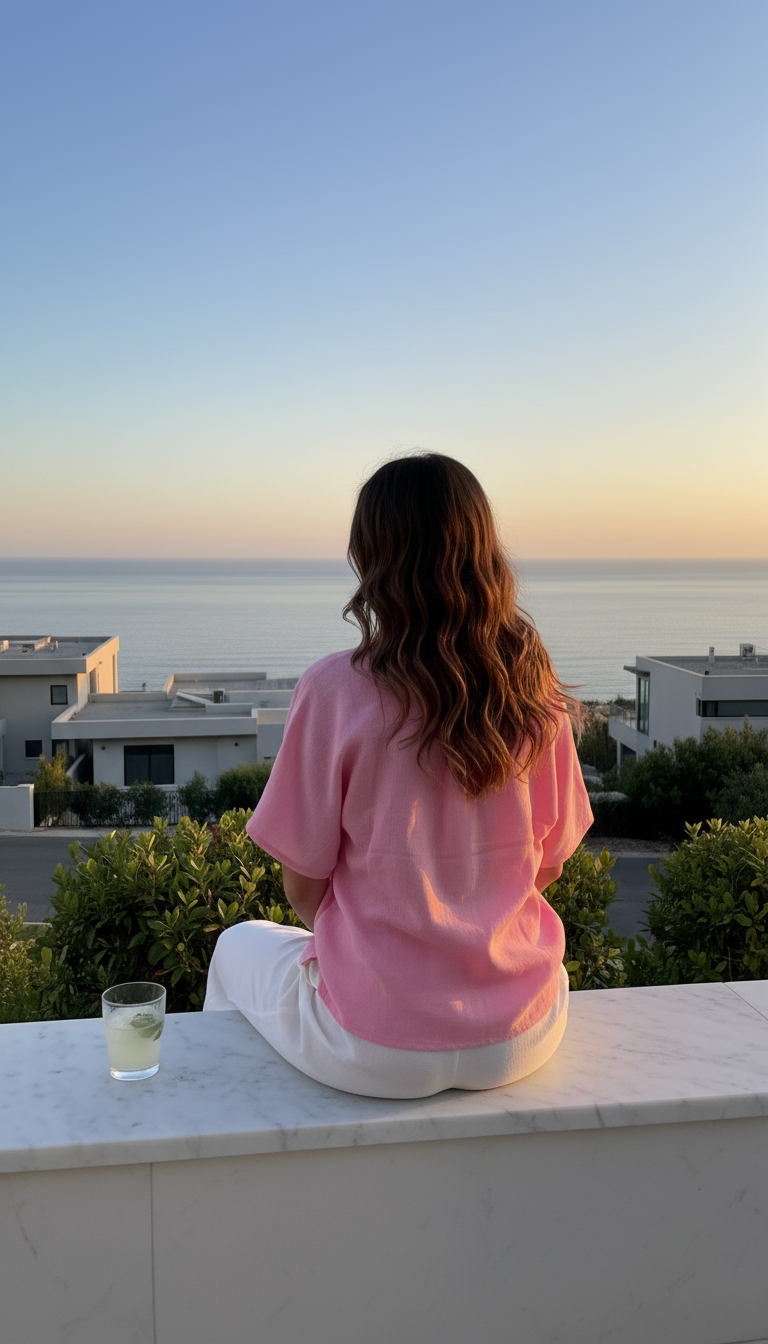 Linen Oversized Shirt for Women  Breathable Pink halfSleevel Shirt