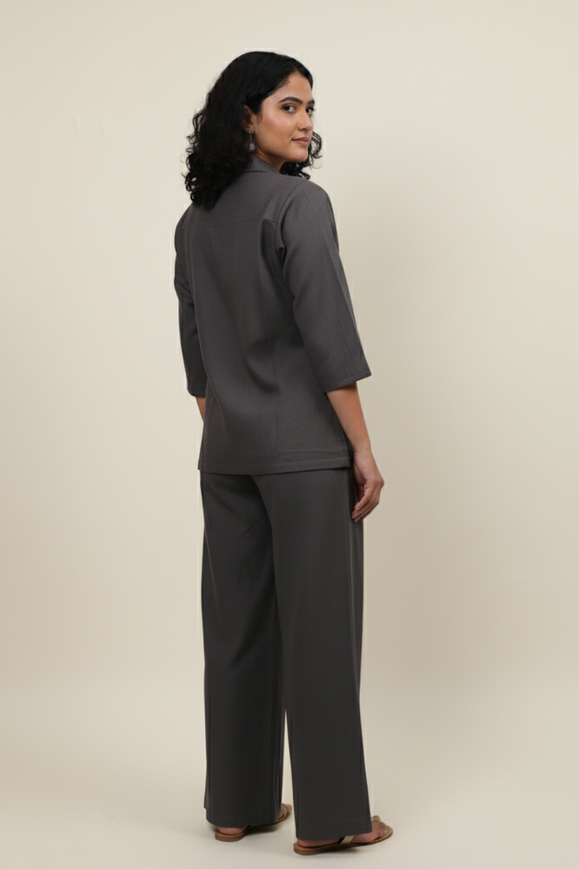 Stright Fit Grey Linen Pant For Women