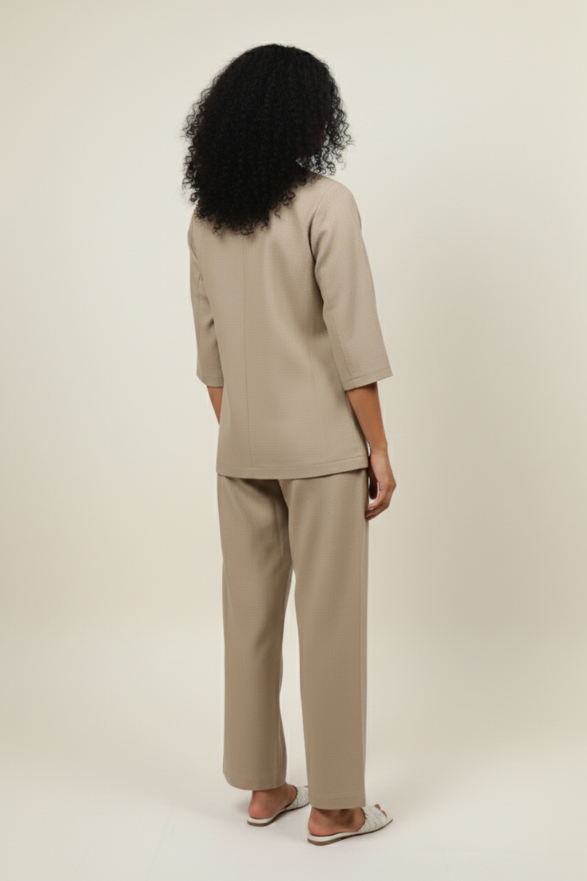 Oversized Olive Green Linen  Angrakhaa Style Co-ord Set for Women