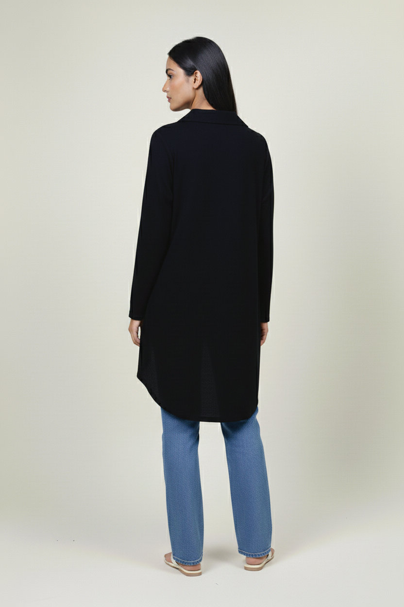 Black Up Down Long Top for Women – Oversized Style