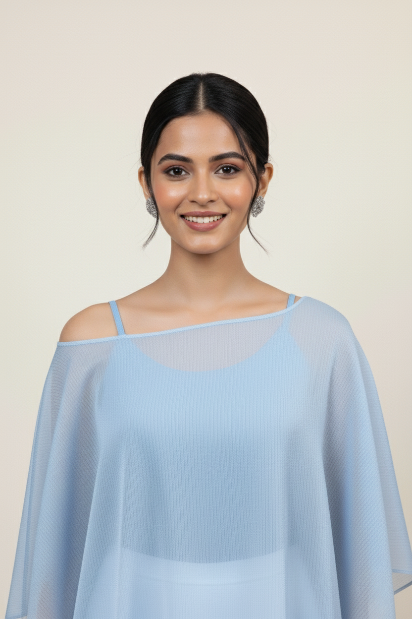 Chiffon Tops for Women  Grey Kaftan Style – Elegant & Breezy with Inner