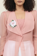 Pink Organza Overcoat for Women  Stylish Over Jacket with Inner