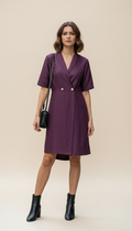Wine Double Button Wrap Wrap Skort-Dress Style