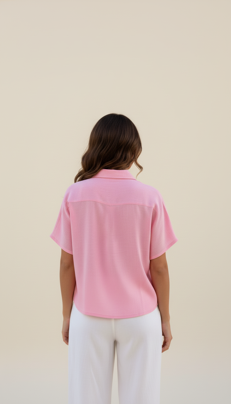 Linen Oversized Shirt for Women  Breathable Pink halfSleevel Shirt