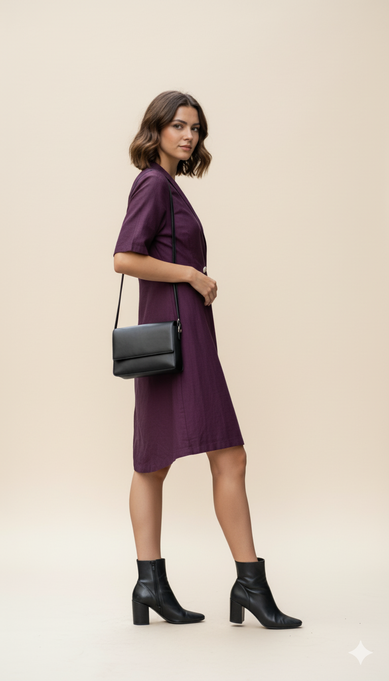 Wine Double Button Wrap Wrap Skort-Dress Style