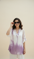Georgette white Wine Tie-Dye Top with Inner