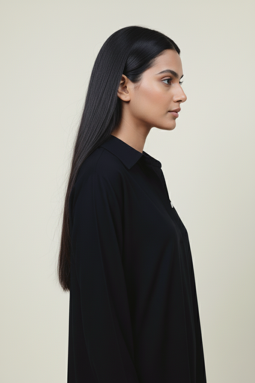Black Up Down Long Top for Women – Oversized Style