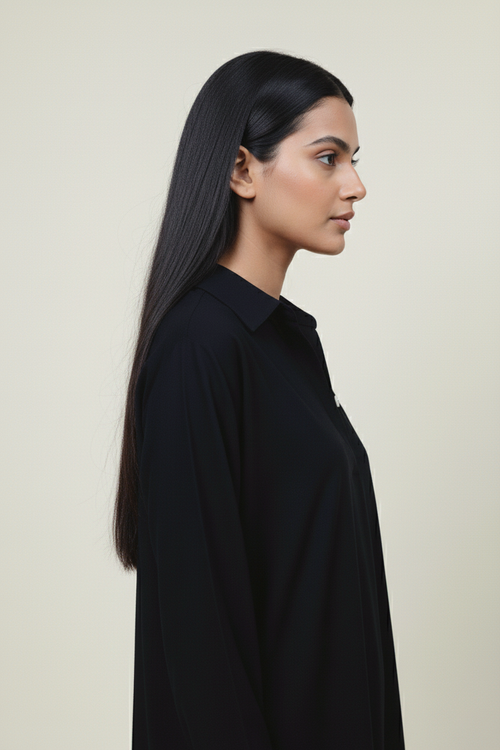 Black Up Down Long Top for Women – Oversized Style