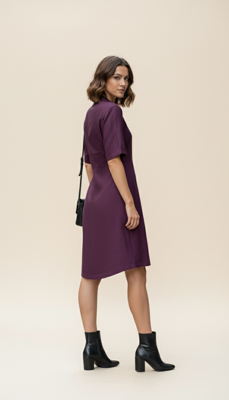 Wine Double Button Wrap Wrap Skort-Dress Style