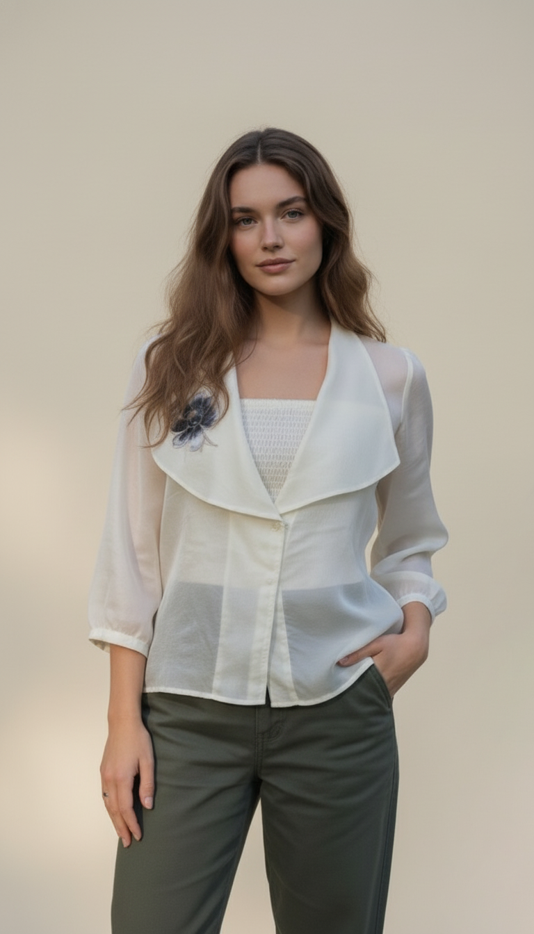 Cream Organza Overcoat for Women  Stylish Over Jacket with Inne