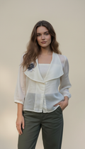 Cream Organza Overcoat for Women  Stylish Over Jacket with Inne