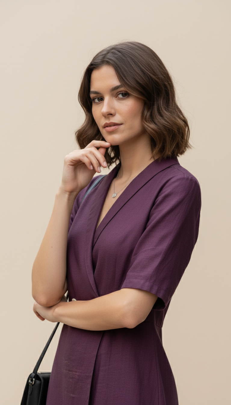 Wine Double Button Wrap Wrap Skort-Dress Style