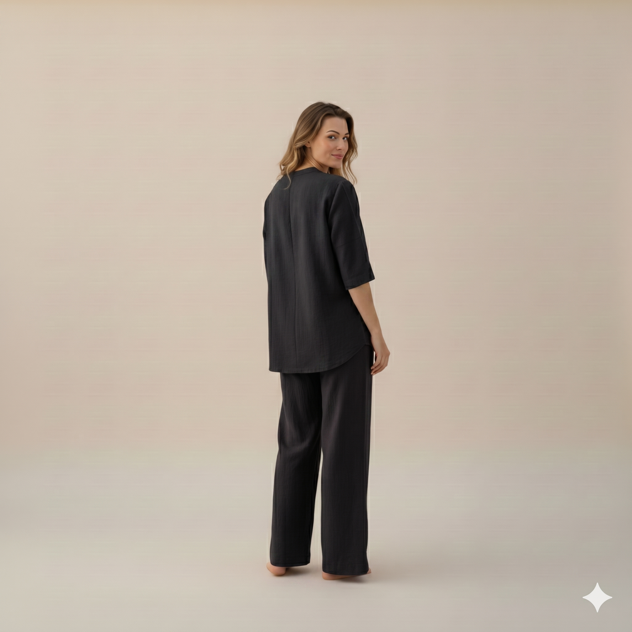 Black Linen Cotton Co-ord Set