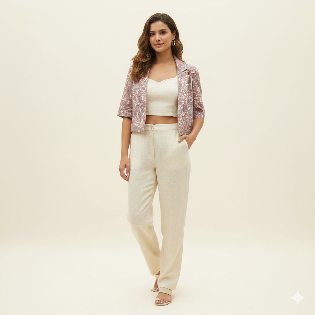 3 pic Organic Cotton Short Coat Co-ord Set