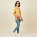Yellow Printed Chiness Collor Cotton Shirt
