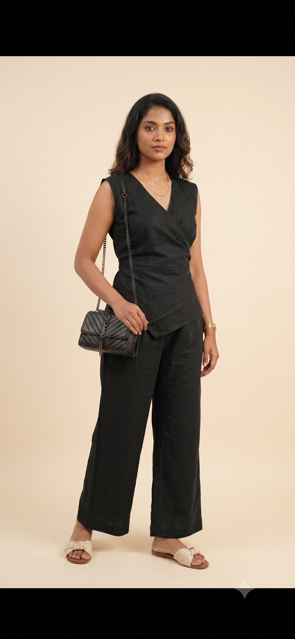 Black Linen office Co-ord Set