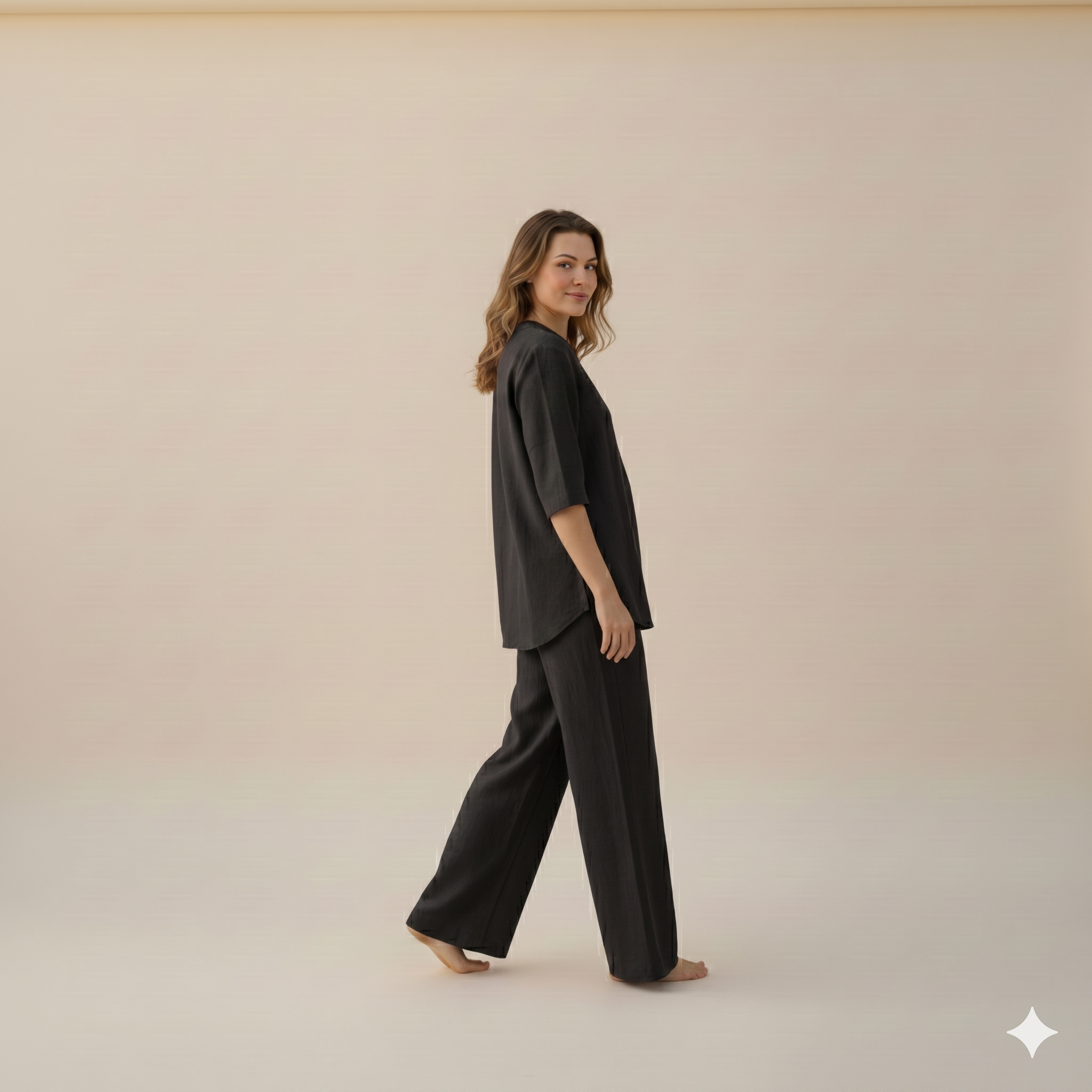 Black Linen Cotton Co-ord Set