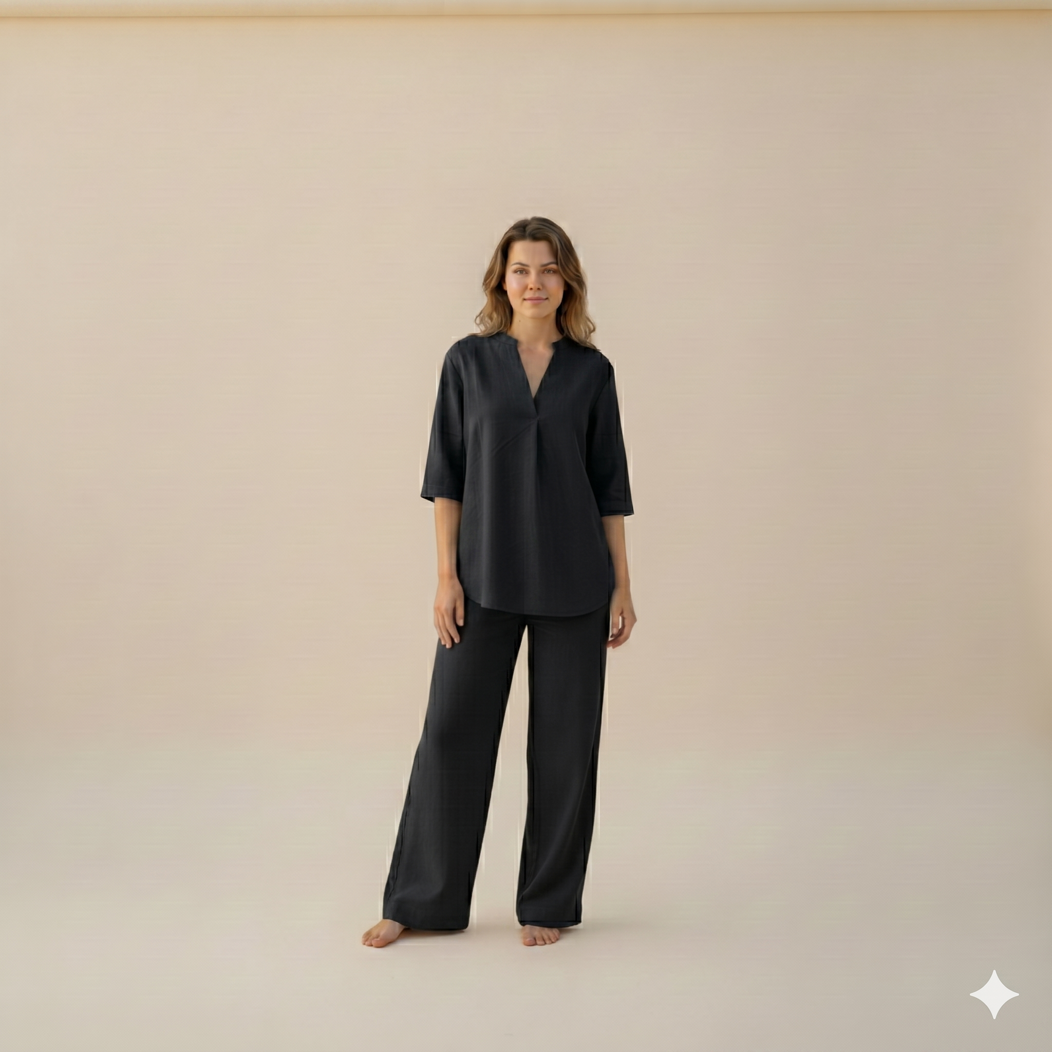 Black Linen Cotton Co-ord Set