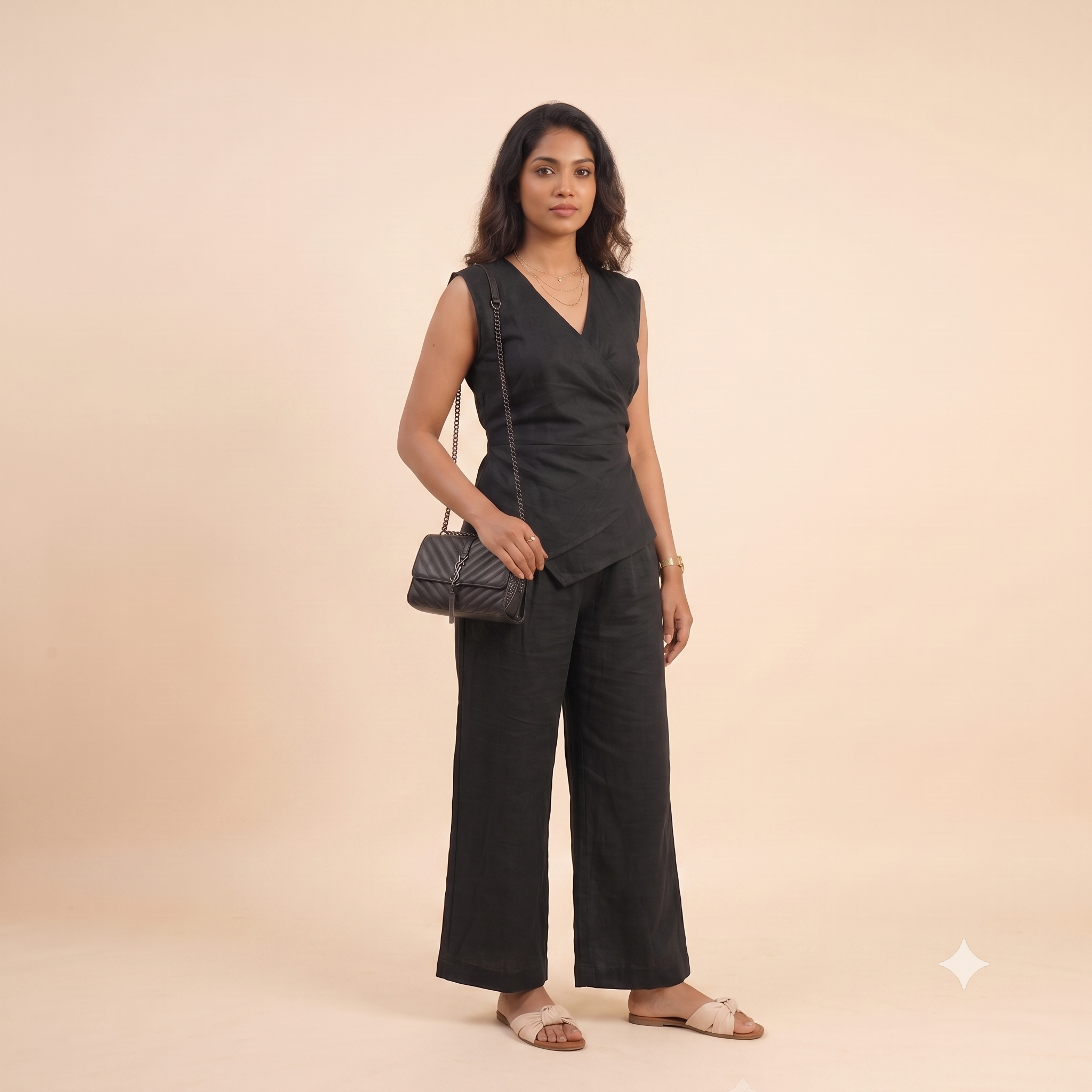 Black Linen office Co-ord Set