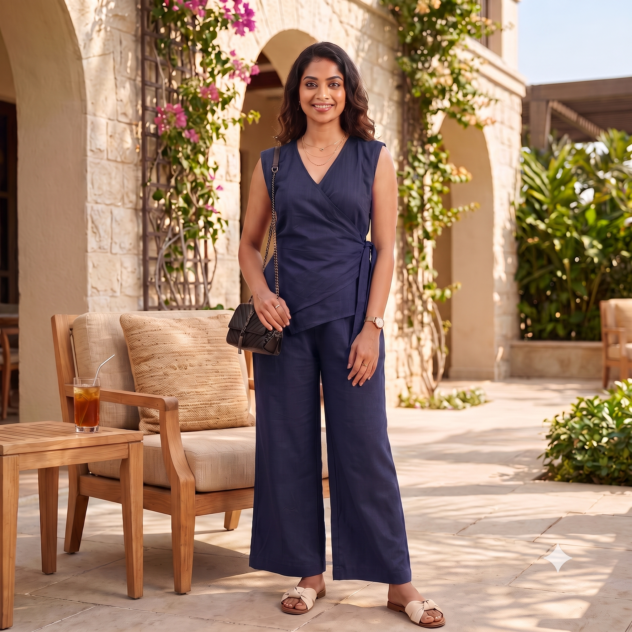 Blue Linen office Co-ord Set