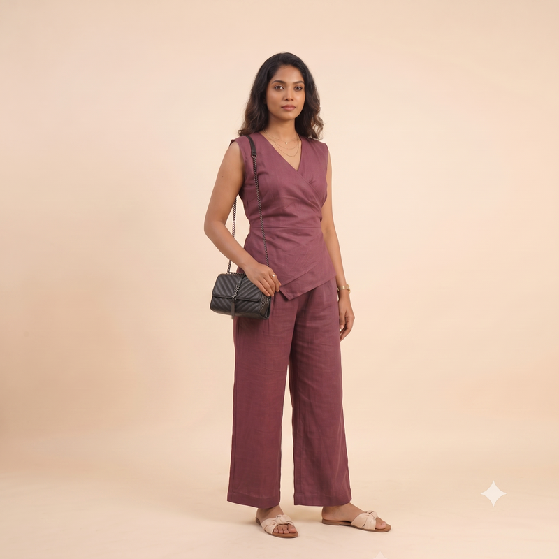 Rusty Red Linen office Co-ord Set