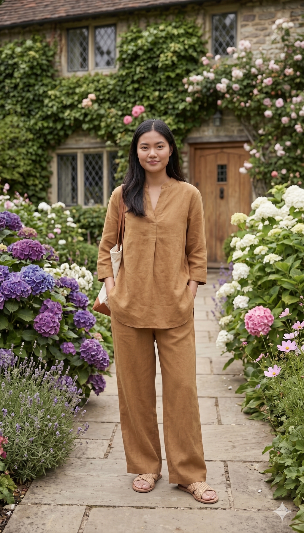 Camel Brown Linen Cotton Co-ord Set