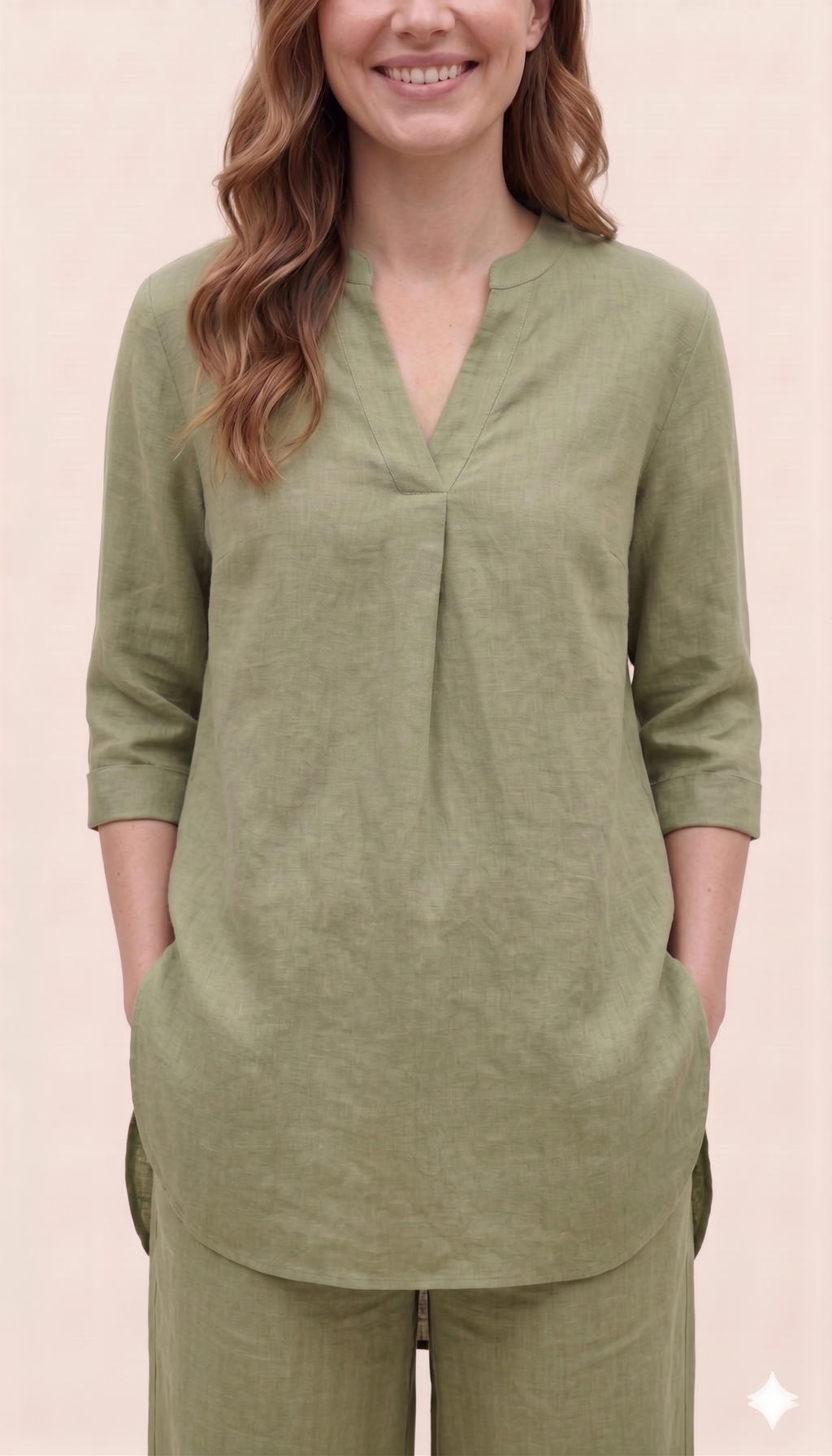 Olive Green Linen Cotton Co-ord Set