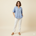 Blue Shirt with lace work back
