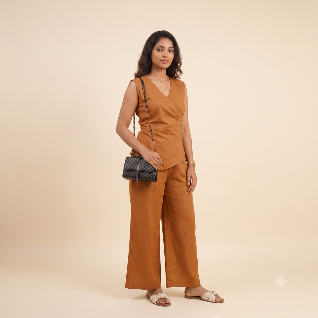 Golden Sand Linen office Co-ord Set