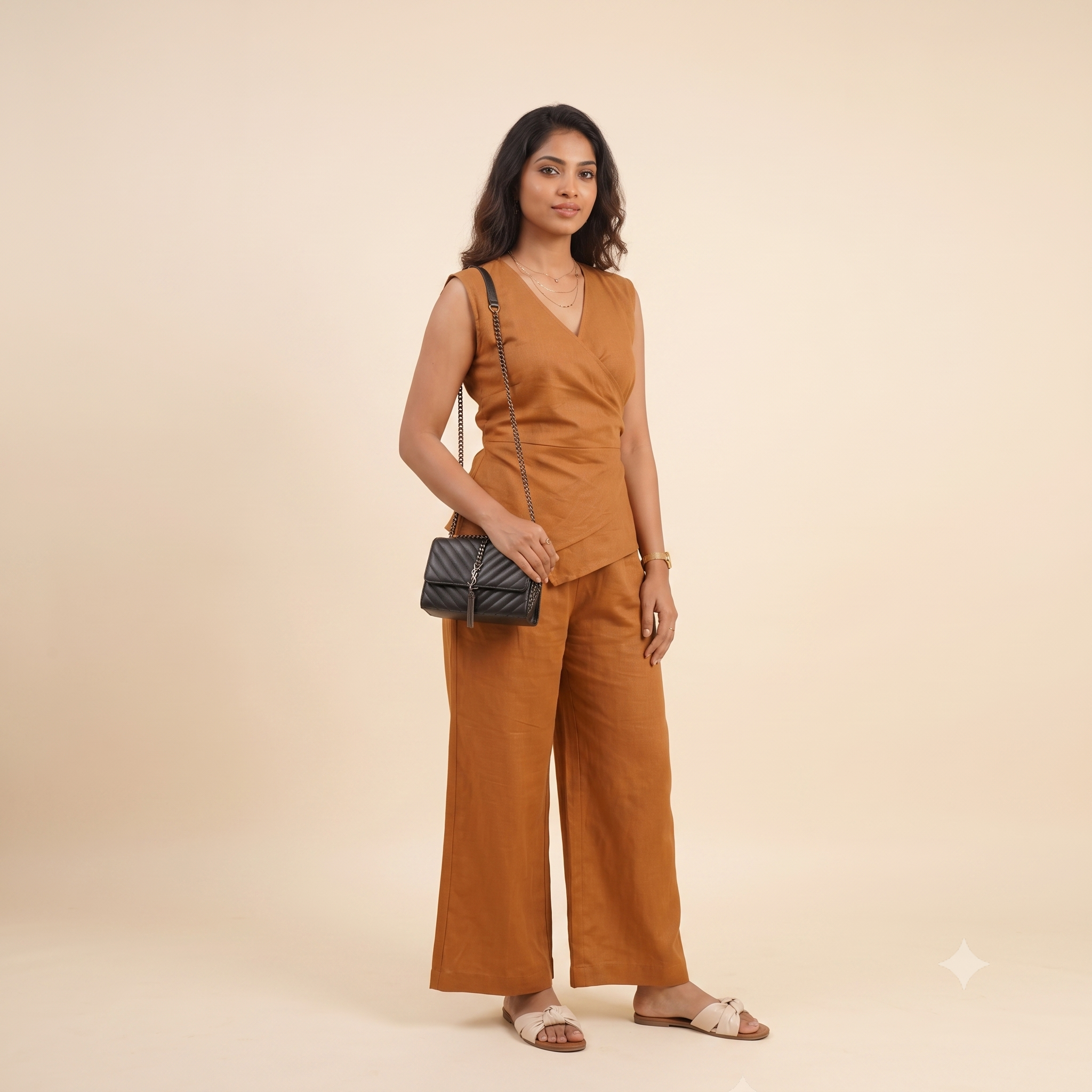 Golden Sand Linen office Co-ord Set