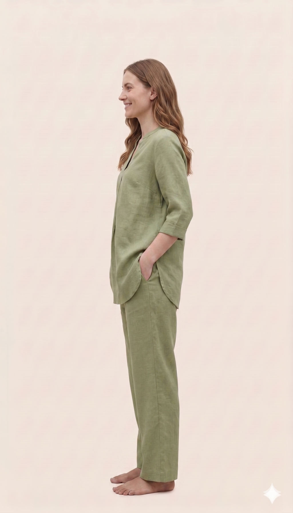 Olive Green Linen Cotton Co-ord Set