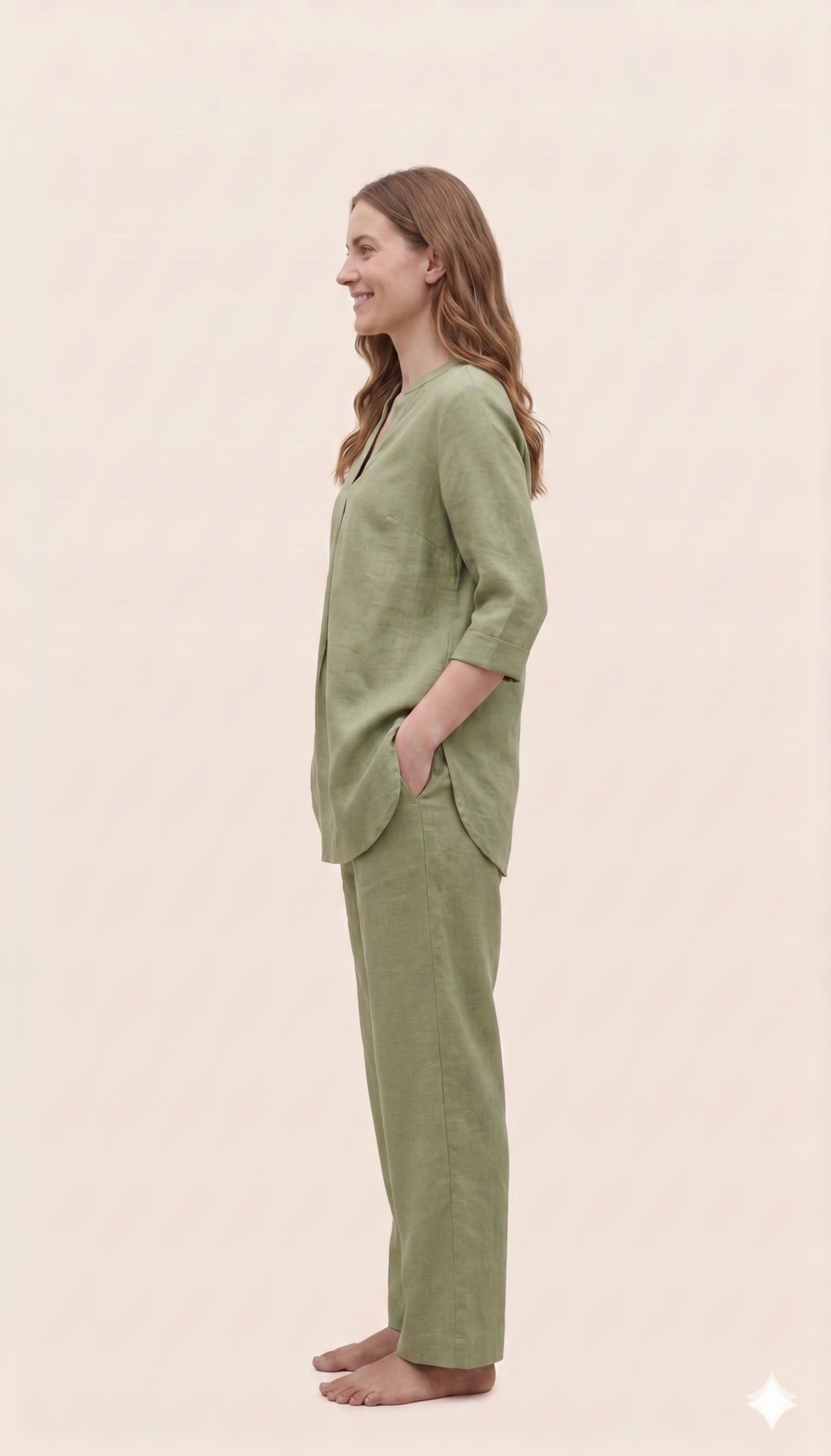 Olive Green Linen Cotton Co-ord Set