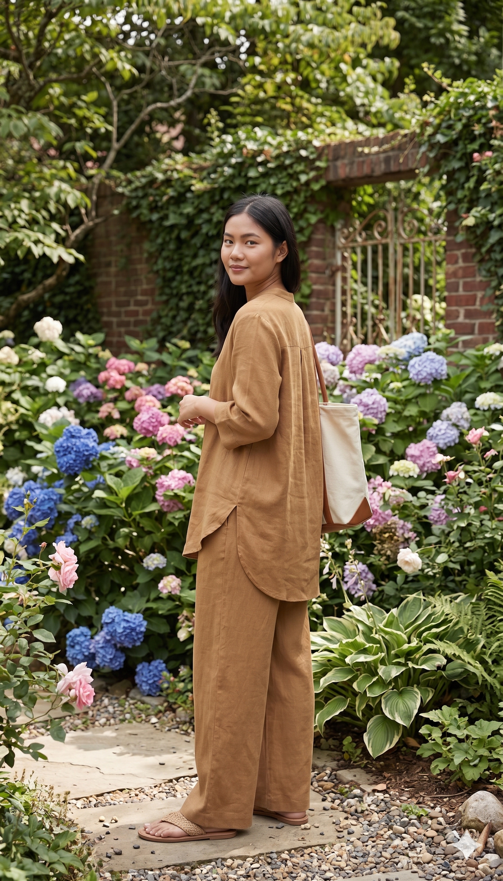 Camel Brown Linen Cotton Co-ord Set