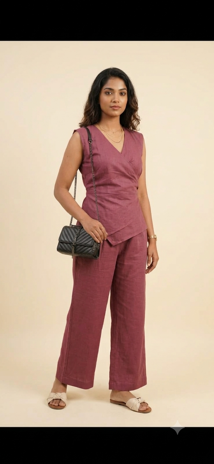 Rusty Red Linen office Co-ord Set