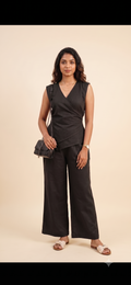 Black Linen office Co-ord Set