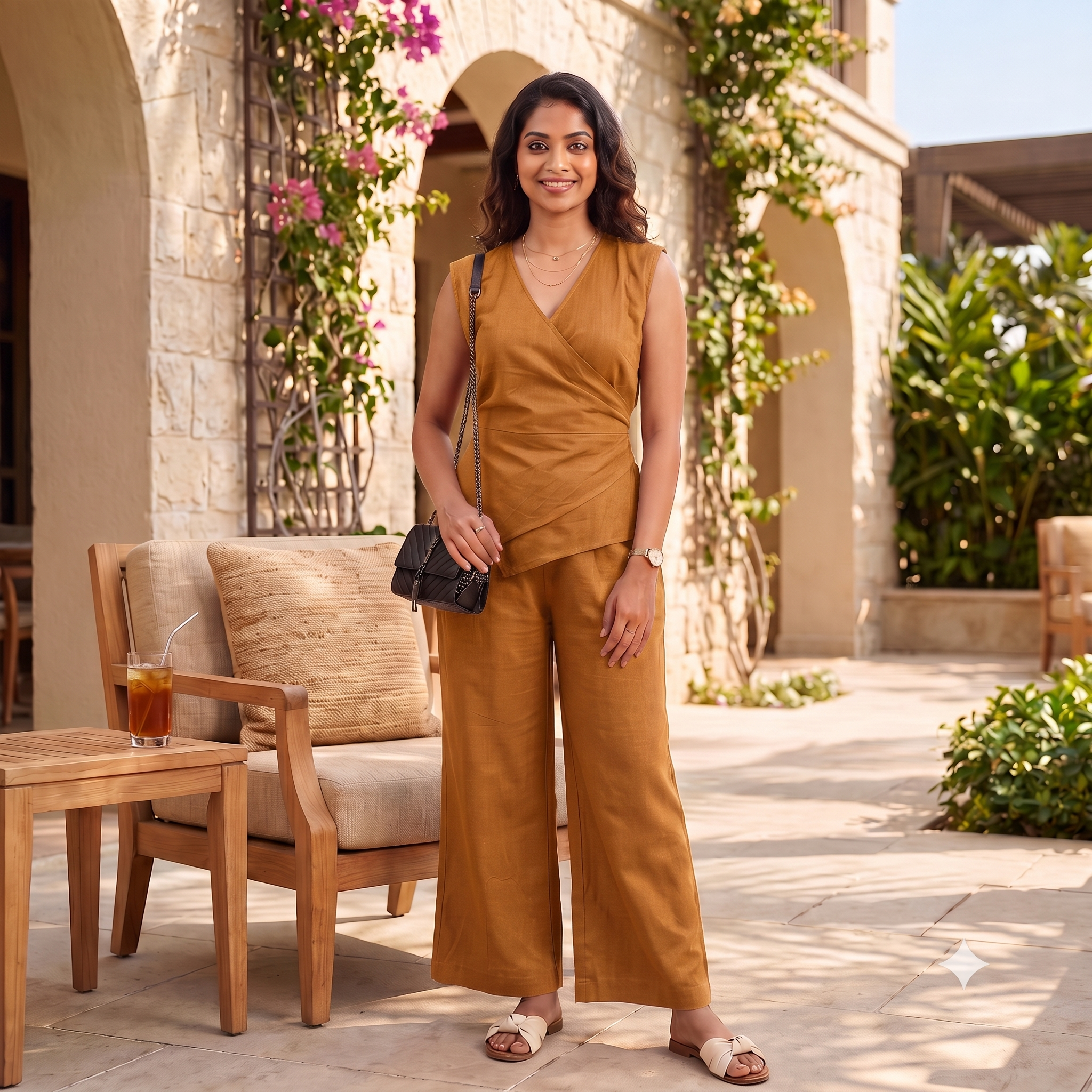 Golden Sand Linen office Co-ord Set