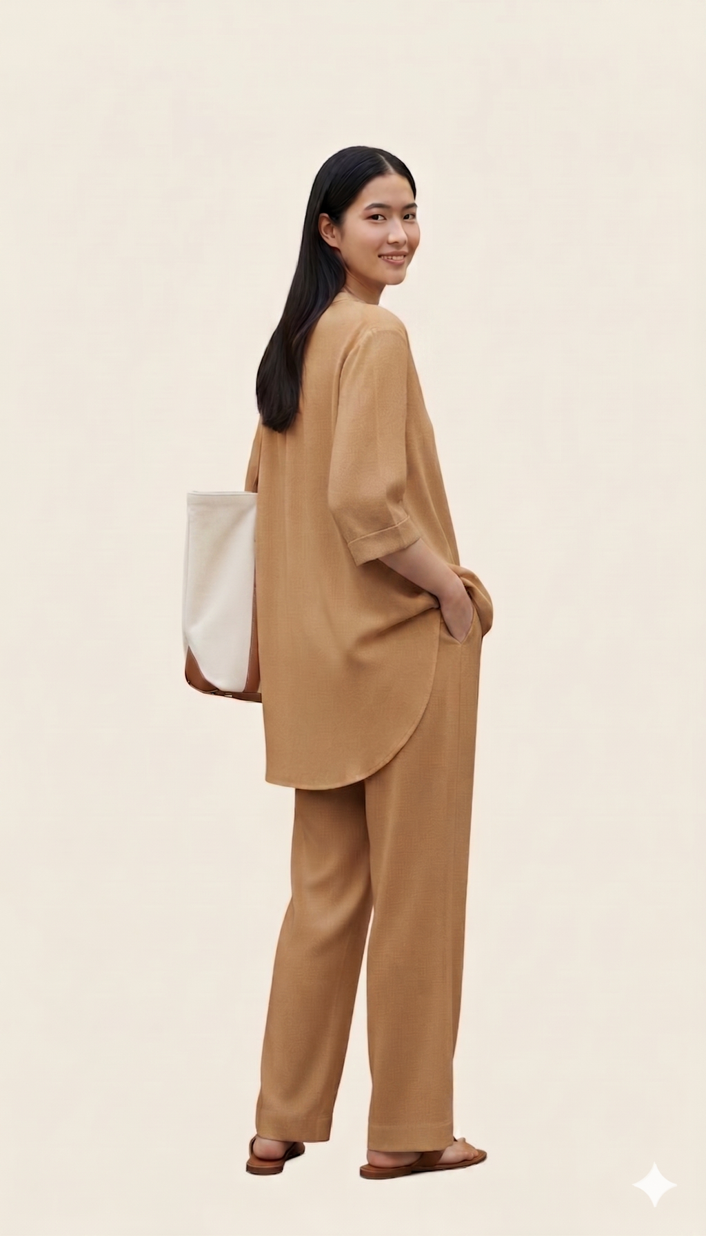 Camel Brown Linen Cotton Co-ord Set