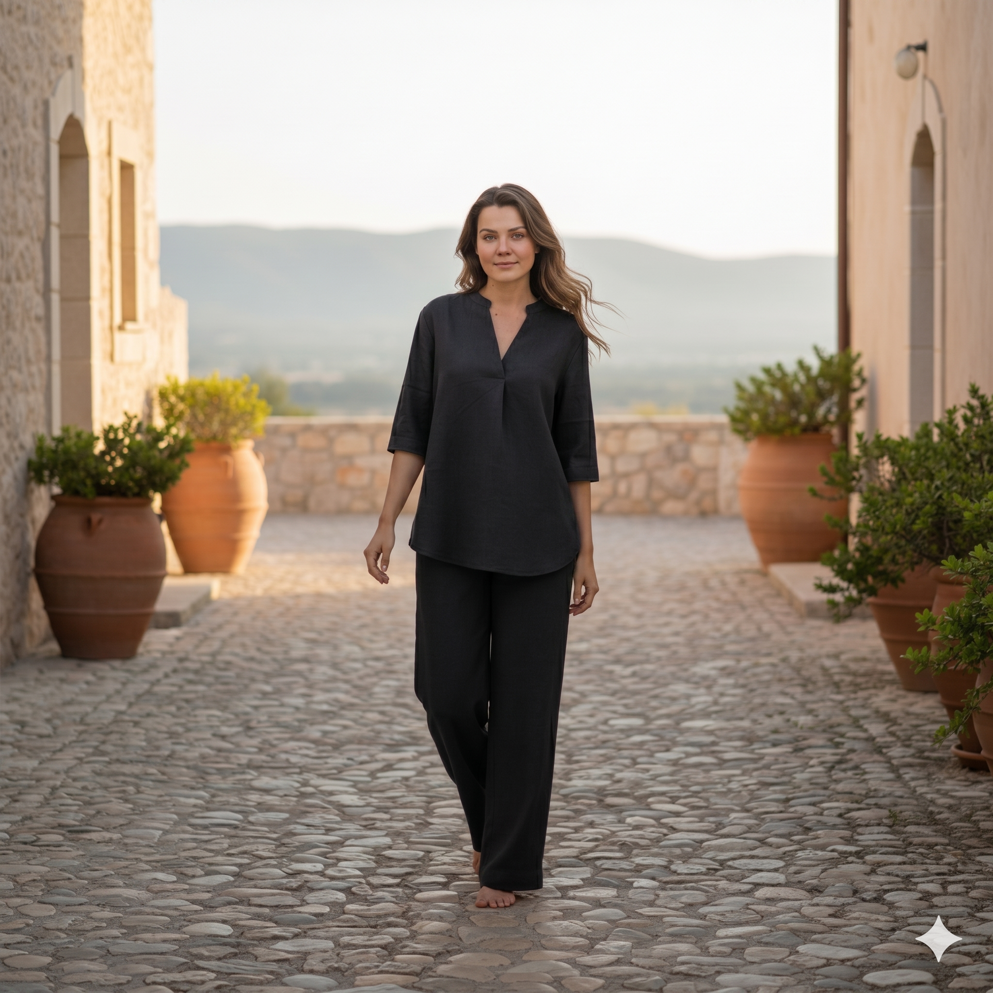 Black Linen Cotton Co-ord Set