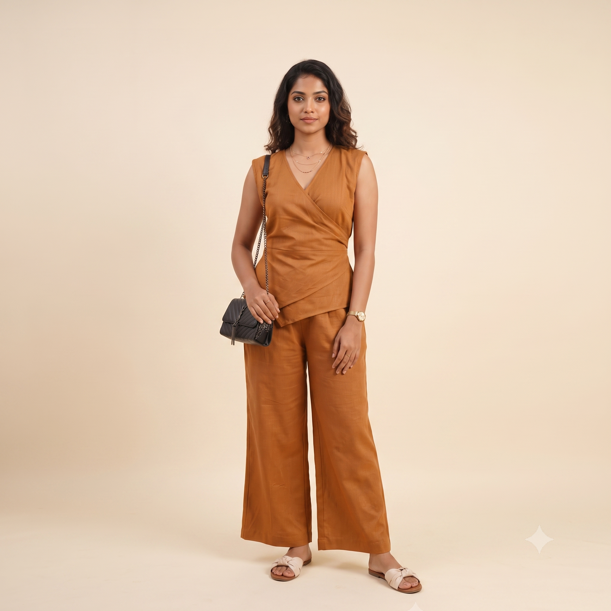 Golden Sand Linen office Co-ord Set