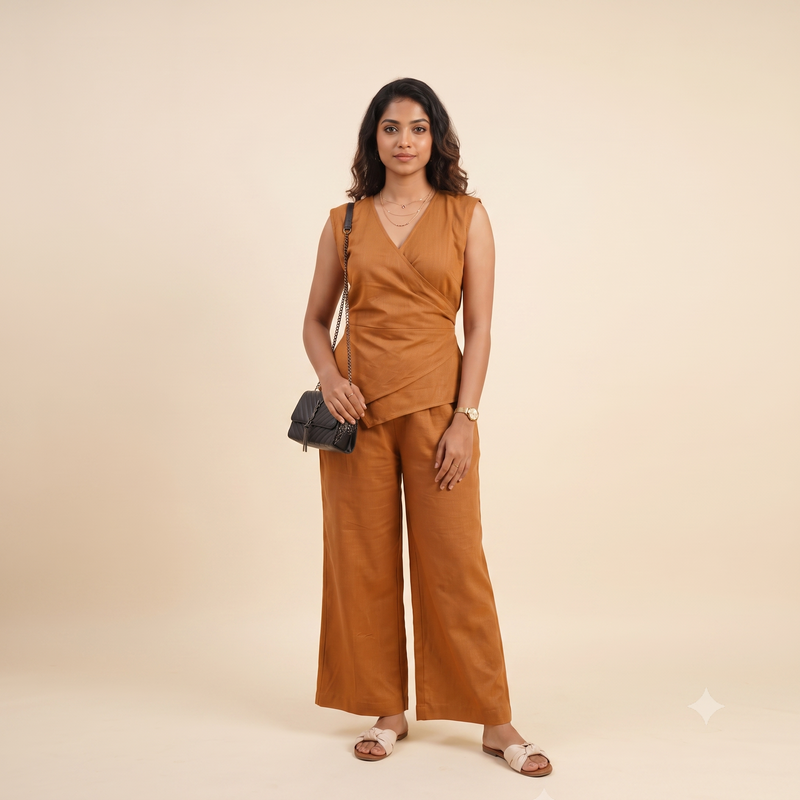 Golden Sand Linen office Co-ord Set