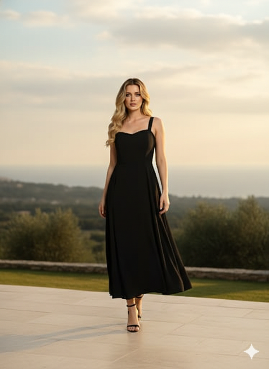 Crepe Black Long One PIc